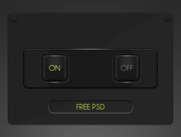 黑暗的圆滑的UI开关按钮PSD素材