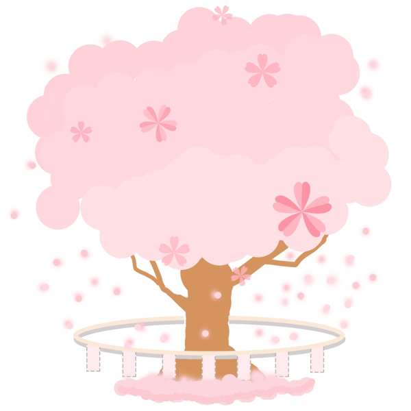 粉色的日本樱花树插画