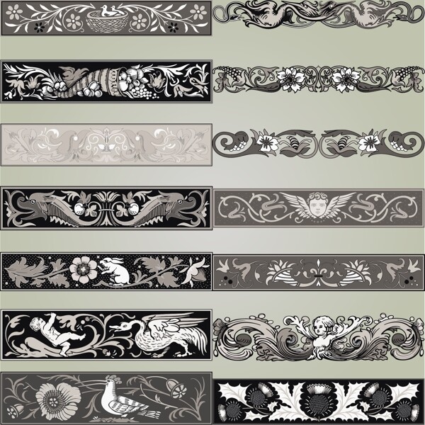 欧式花纹花边装饰设计矢量图片