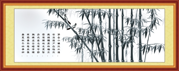 古典画框竹图片
