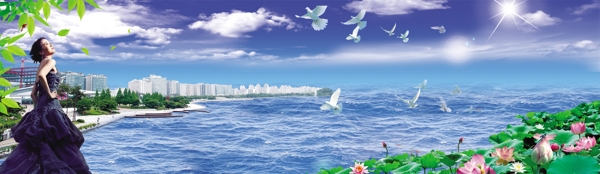 海濱城市圖片