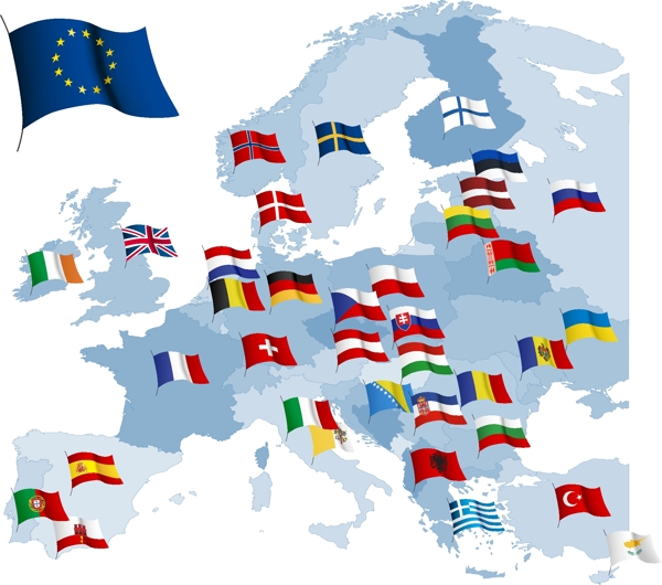 欧盟国家的国旗矢量