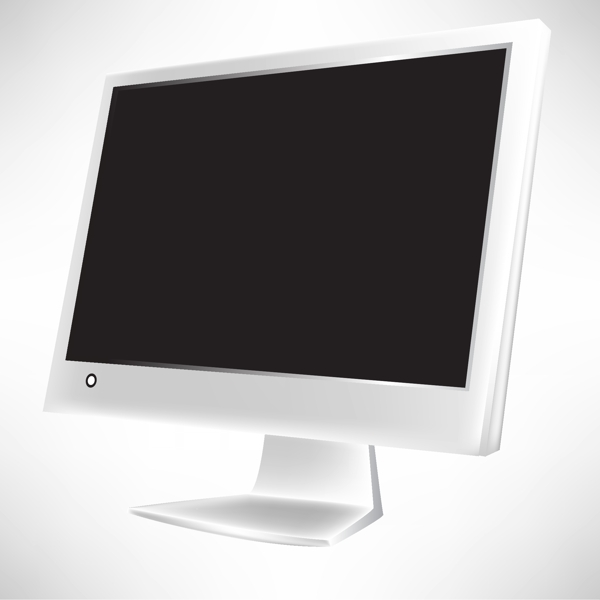白色外框电脑显示器矢量素材