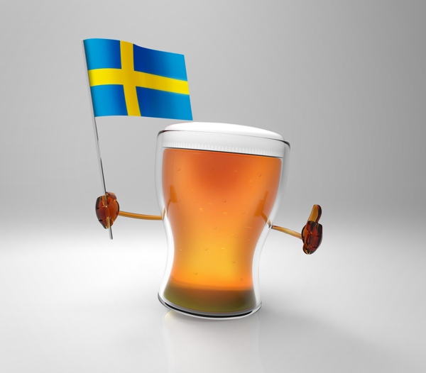 瑞典国旗与啤酒图片
