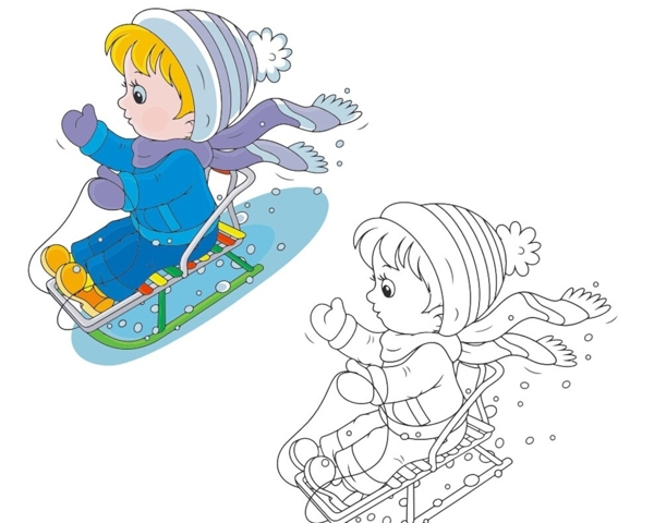 可爱儿童滑雪图片