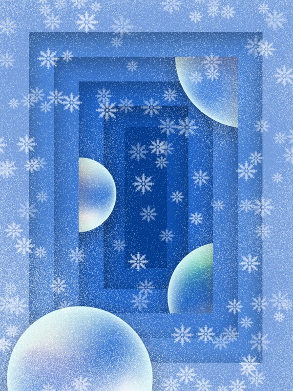 蓝色冬季下雪剪纸微立体效果背景素材