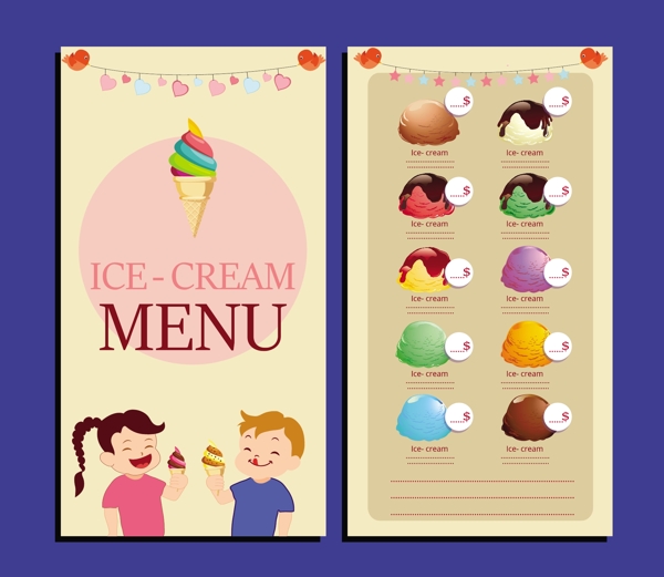 美味冰淇淋菜单背景图
