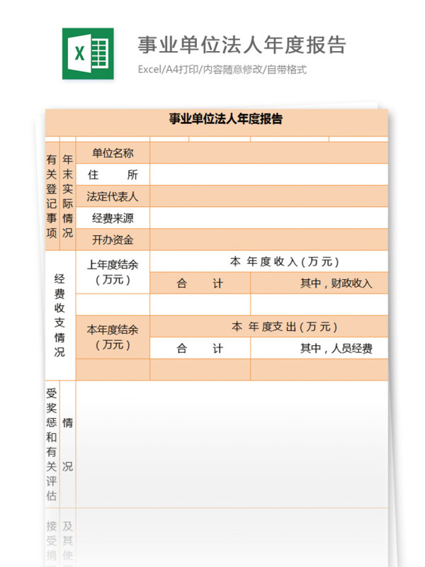 事业单位法人年度报告excel模板表格