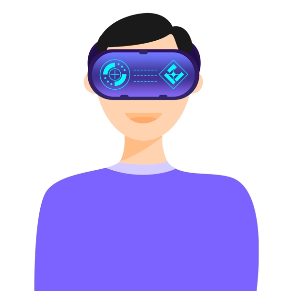 扁平化带着VR眼镜的男人