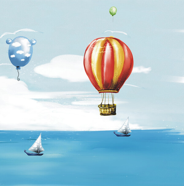 大海热气球装饰画