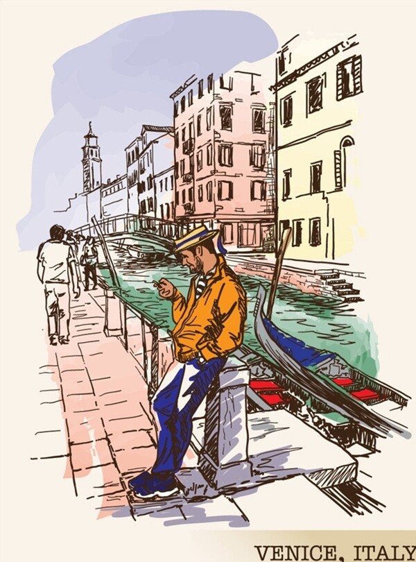 彩绘威尼斯风景图片