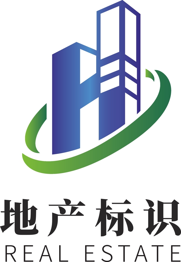 蓝色大气简洁房地产企业logo