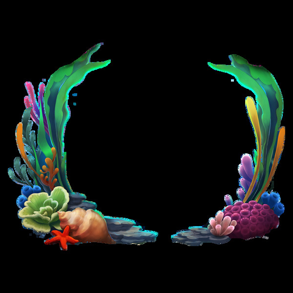 海底生物海草元素