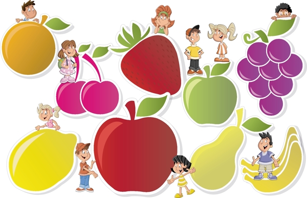 水果人物标签卡通水果素材图片