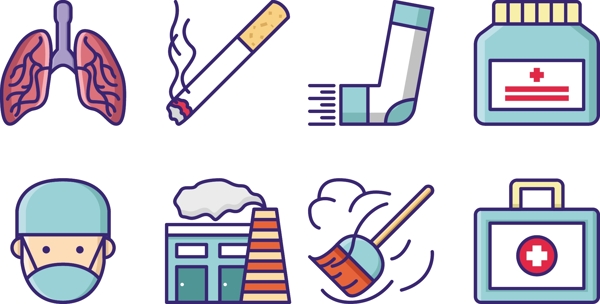 吸烟有害健康卡通图案元素