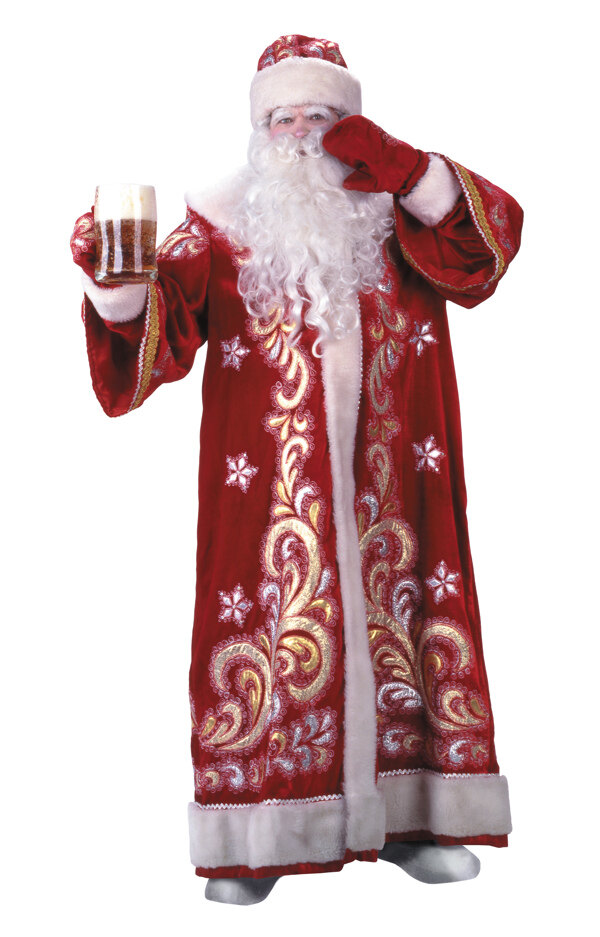 手拿啤酒杯的圣诞老人图片