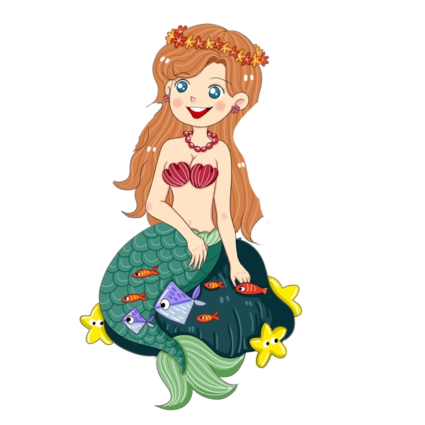 卡通美麗的美人魚免摳素材