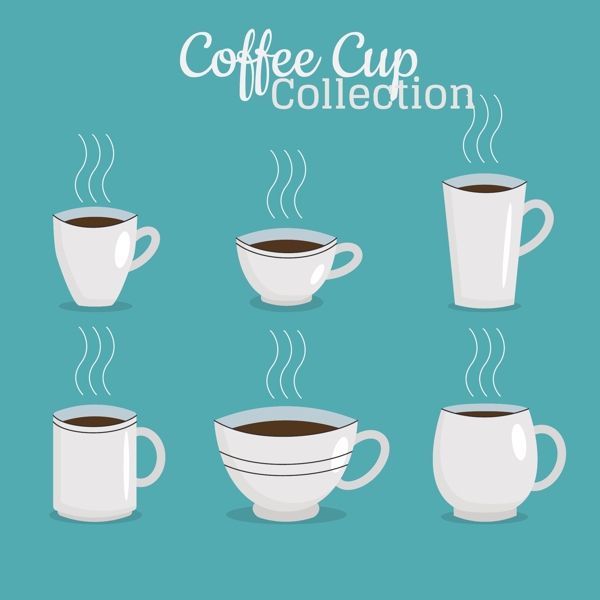 6款白色咖啡杯插画元素