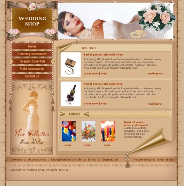 婚礼服饰网上商店网页模板