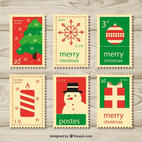 彩色圣诞节邮票图片