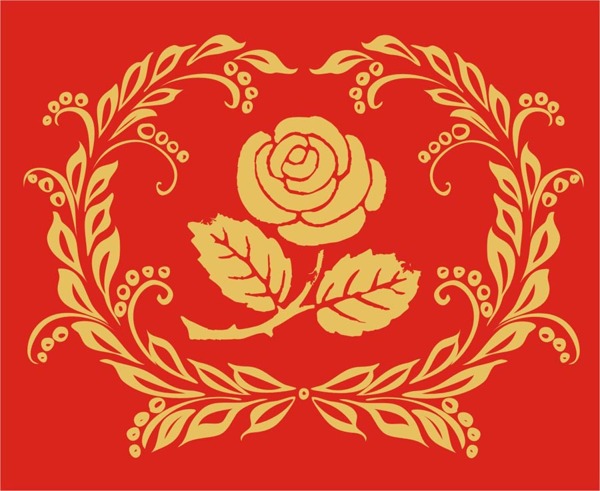 印花矢量圖優(yōu)雅植物色彩紅色黃色免費素材