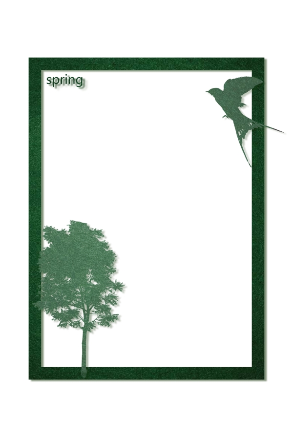春天楝树燕子立体剪纸边框