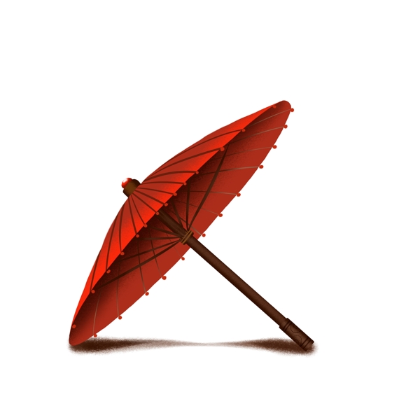 中国风手绘古风红伞分层可商用素材