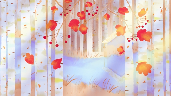 浪漫唯美秋季枫树林背景