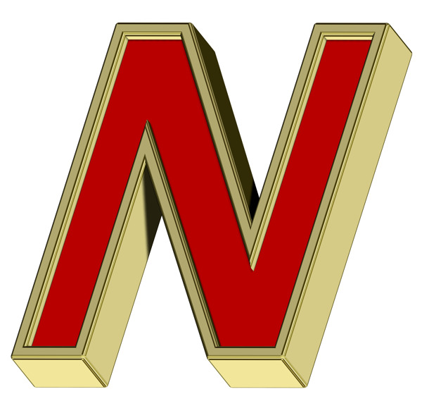 紅與金框字母一信套白色隔離