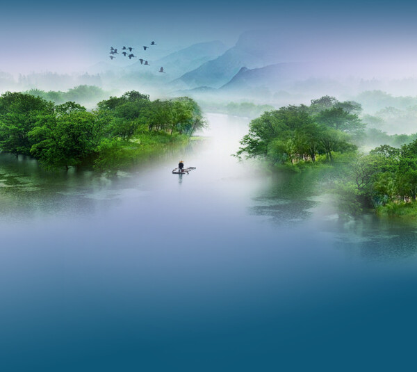 深藍(lán)古風(fēng)背景