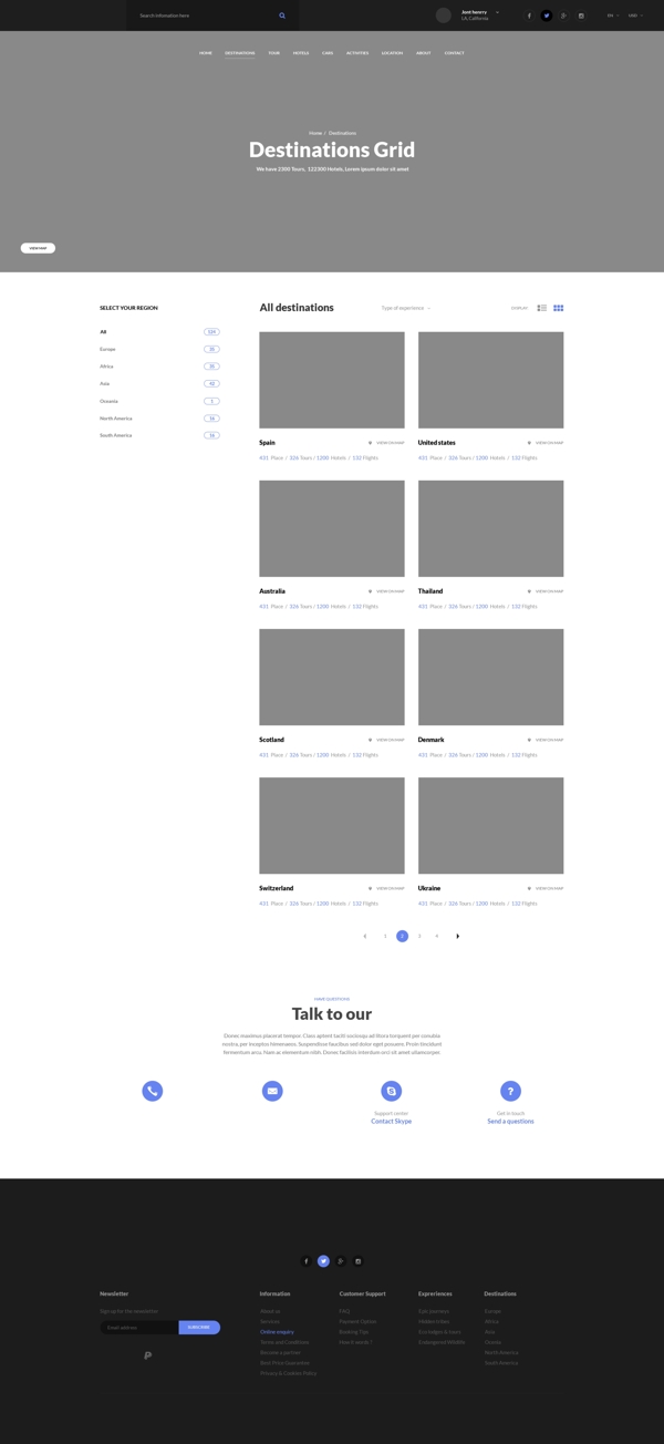 黑白灰简约网站搜索列表页psd模板