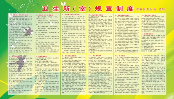 县村卫生室规章制度展板图片