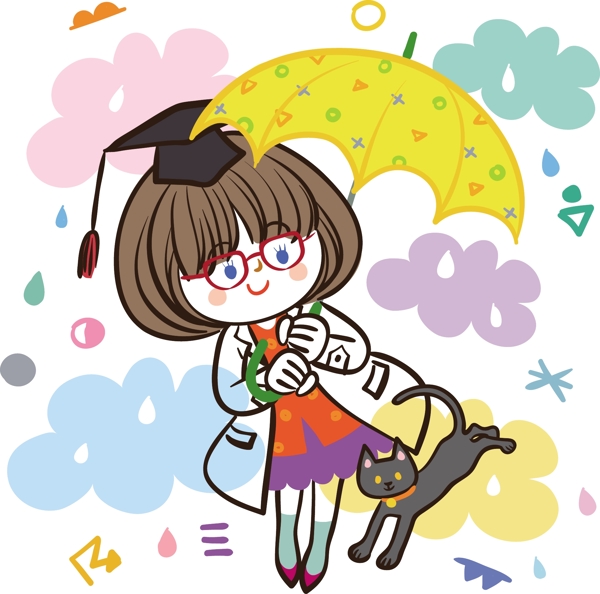 女博士撐傘圖片