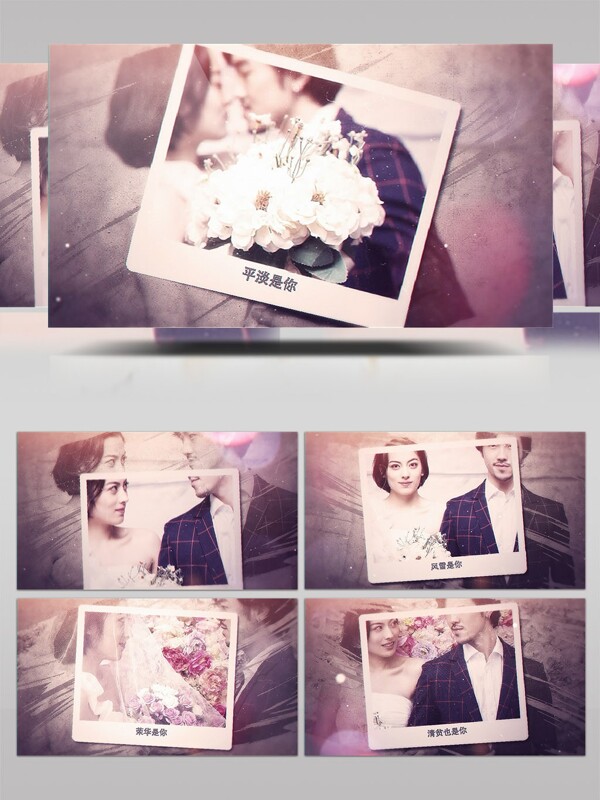 复古怀旧风温情婚礼图像展示AE模板