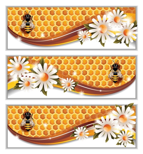 白色小花蜂巢蜂蜜矢量设计元素