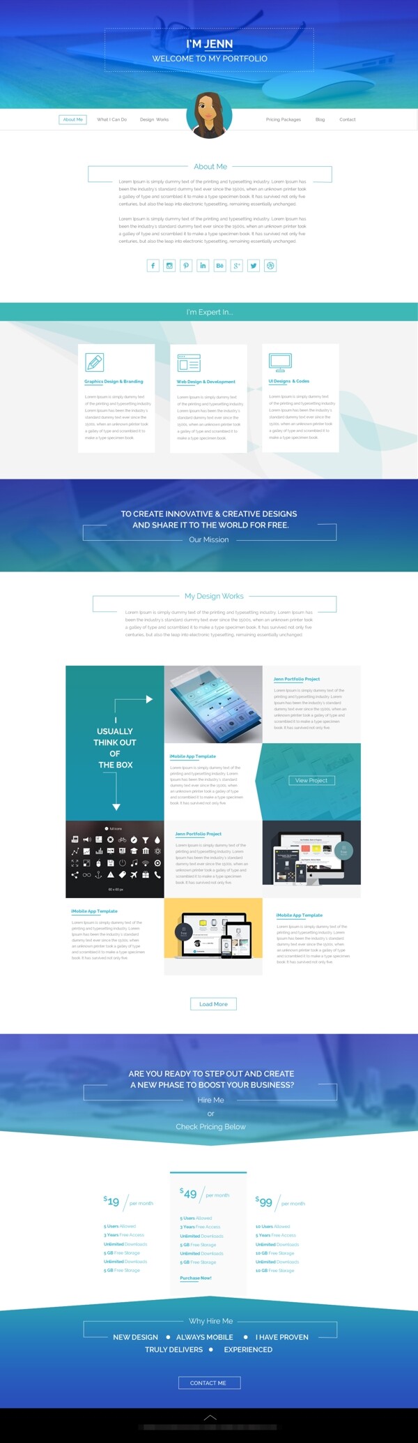 蓝色个人博客网站模板设计