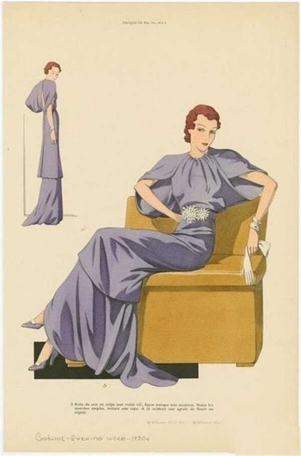 欧式紫色长裙设计图