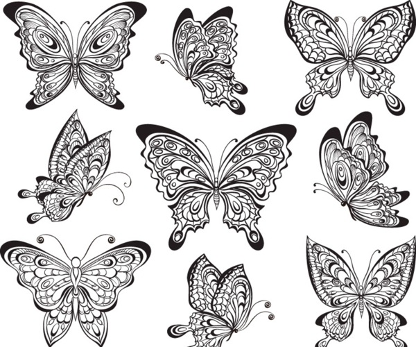 蝴蝶图案花纹矢量图