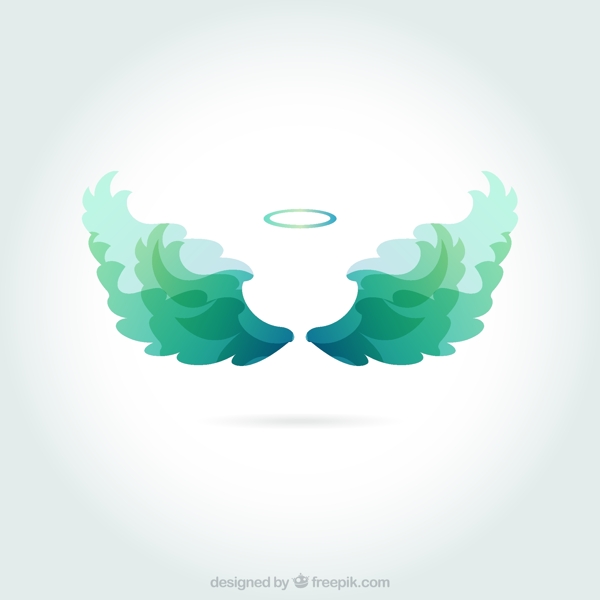 绿色天使光环和翅膀矢量图图片