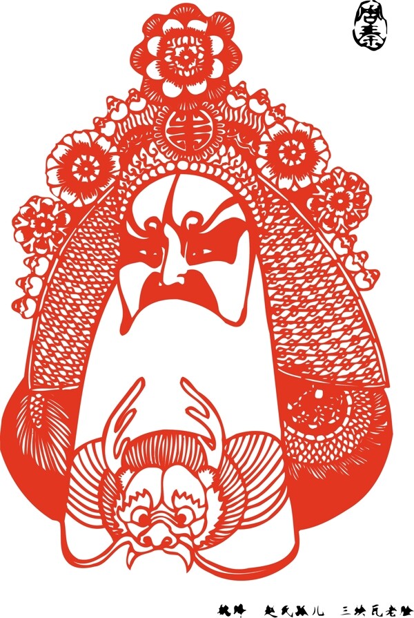 印花矢量圖民族臉譜色彩紅色免費(fèi)素材