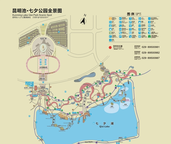 昆明池七夕公园旅游导览图平面图