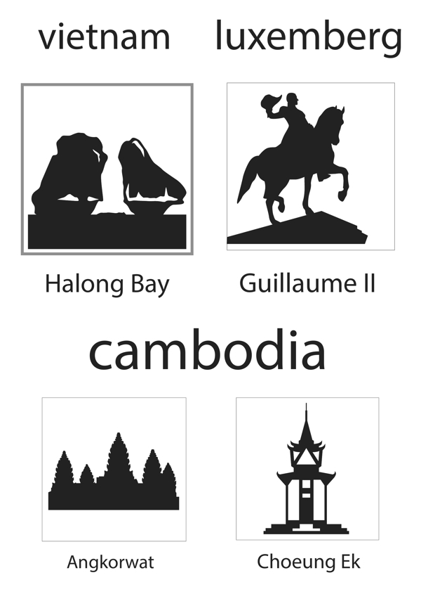 越南老挝柬埔寨地标剪影图标