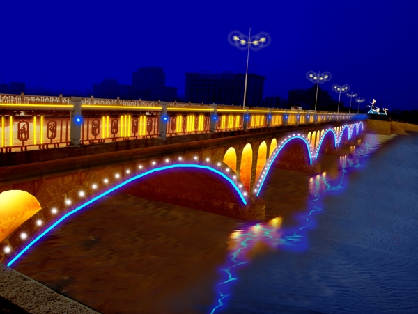 桥体夜景亮化工程效果图片