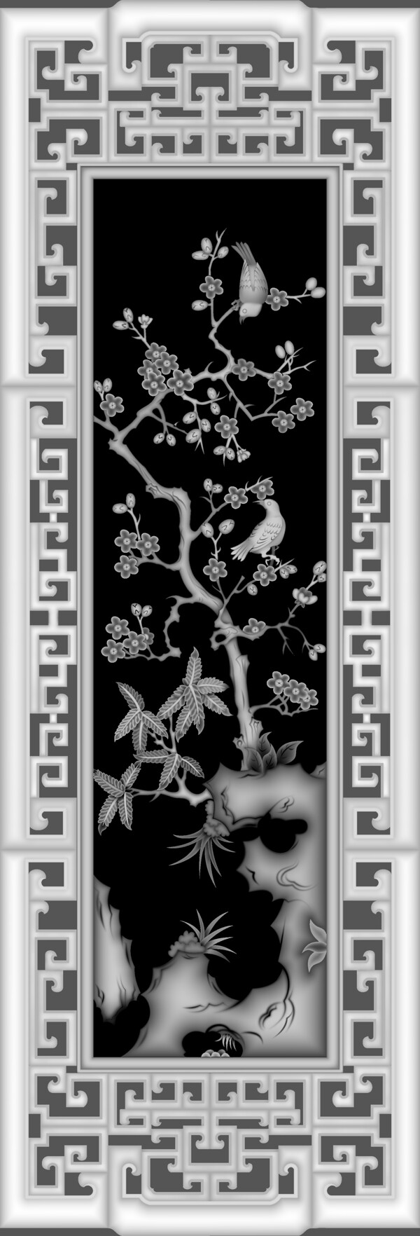 屏風(fēng)梅灰度圖