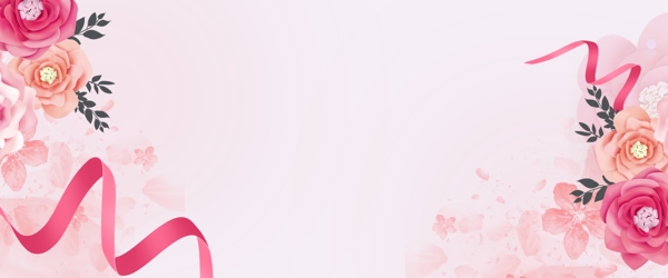 浪漫唯美鲜花粉色妇女节女王节女神节背景