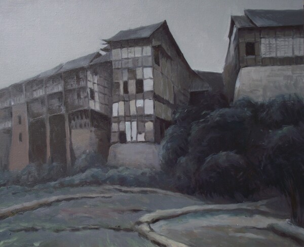 村莊油畫圖片