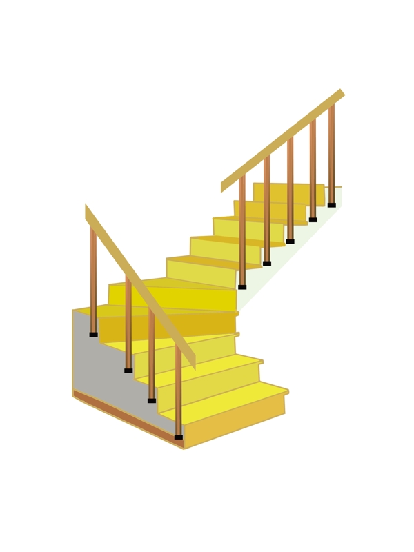 黄色的建筑楼梯插画