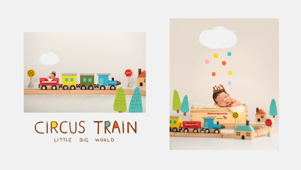 婴儿可爱火车布景照片