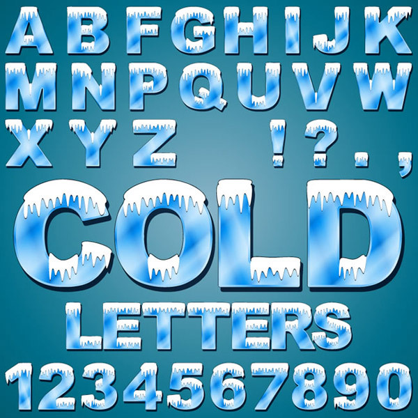 冰冻字母与数字矢量素材下载