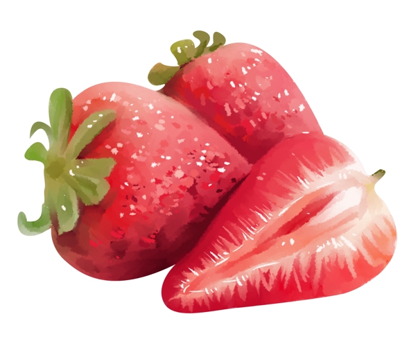 红色的草莓手绘插画